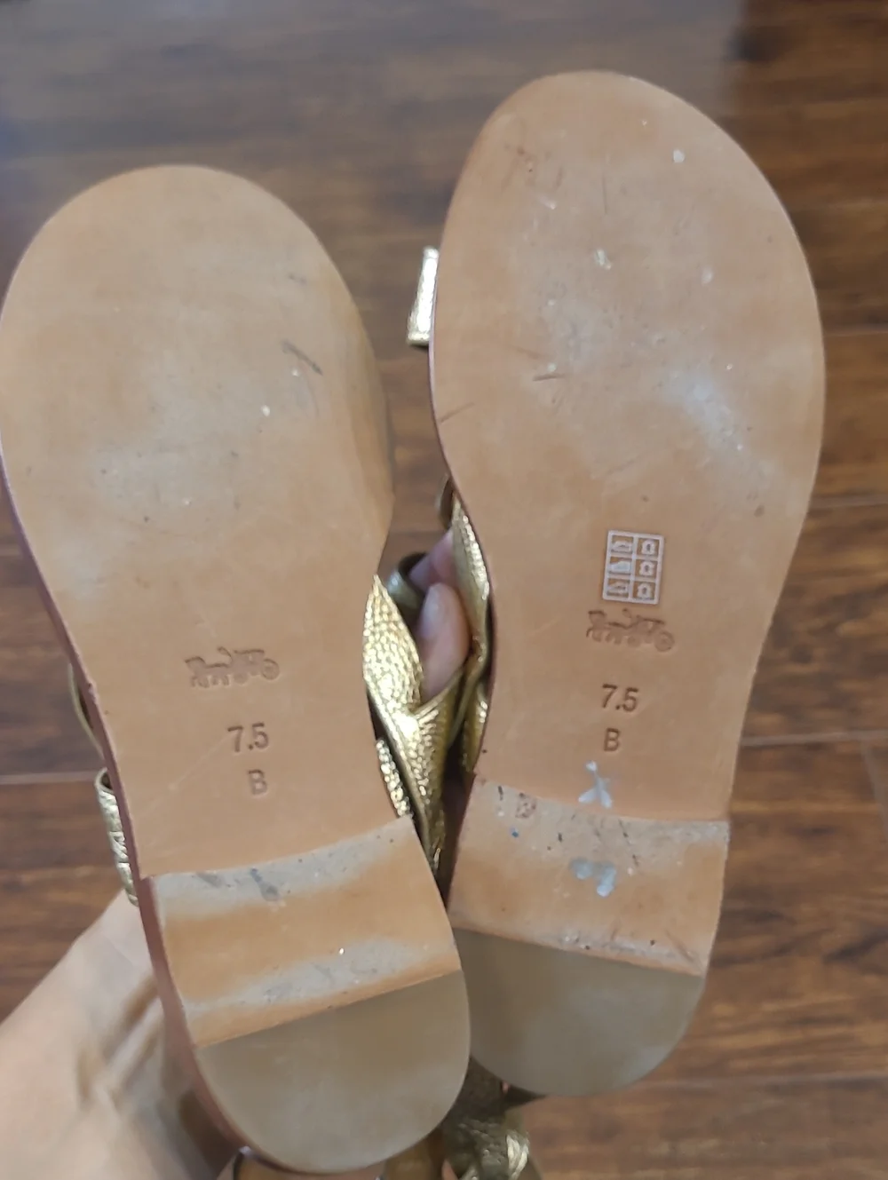 Coach Gold Leather Ankle-Strap Women's Sandals Size 7.5